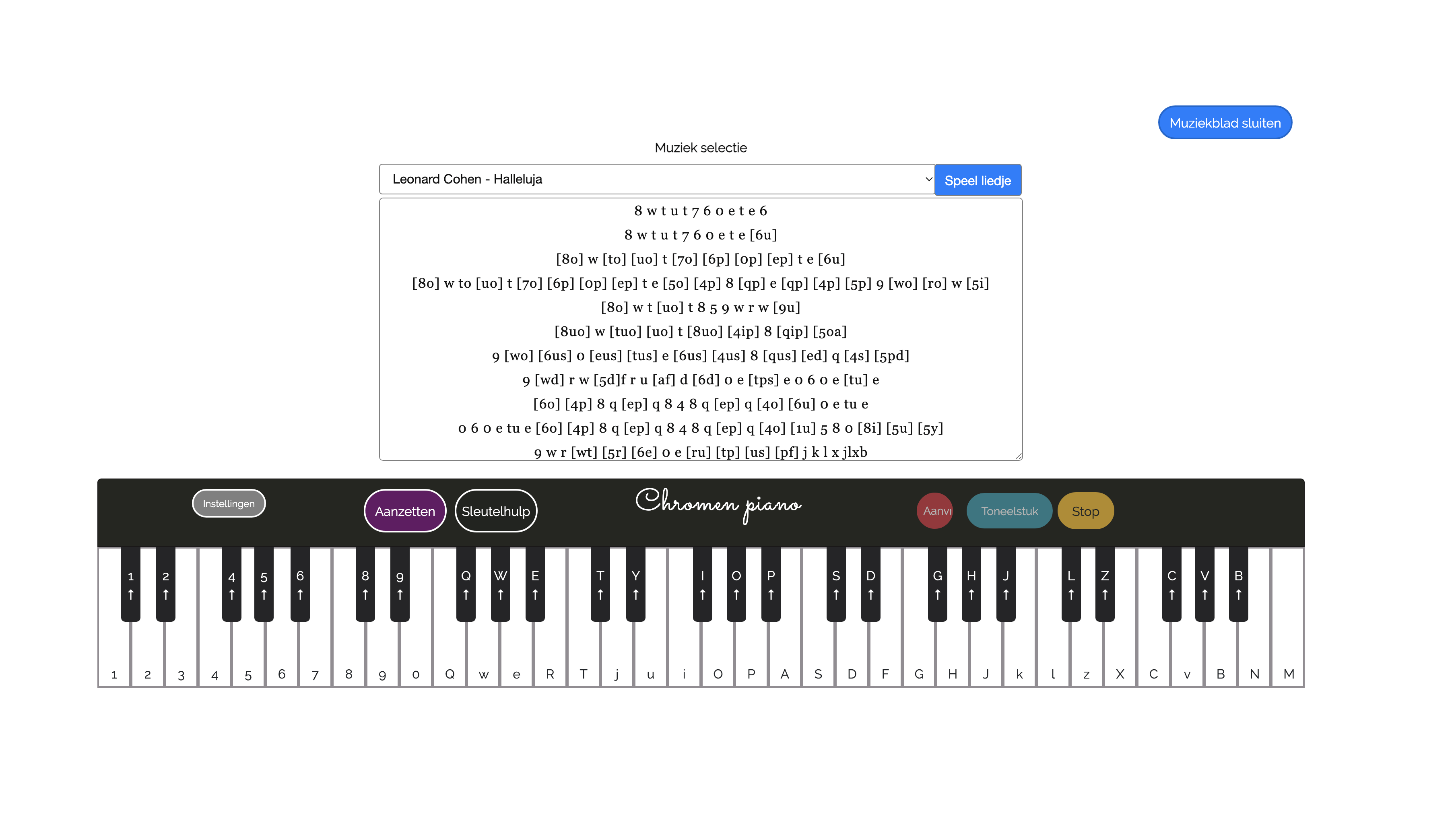 Speel zelf op de piano of laat een van de bestaande muziekstukken afspelen.
