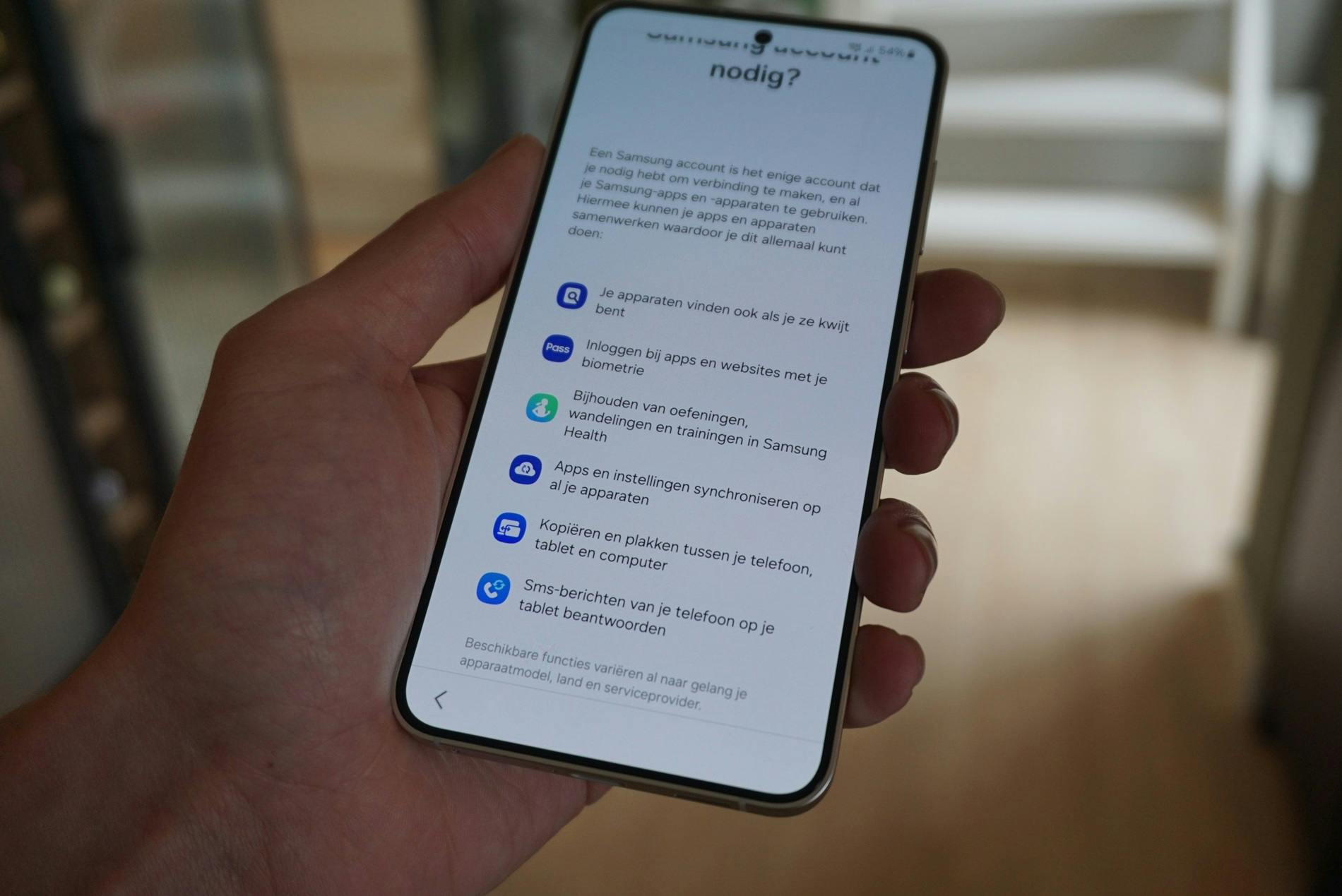 Samsung wil héél graag dat je een Samsung-account aanmaakt.