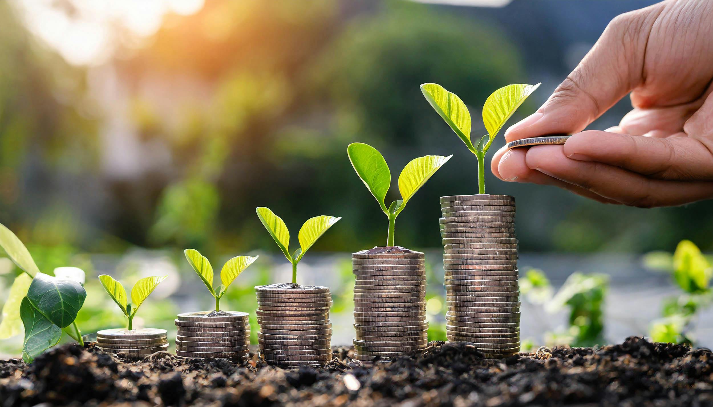 Muntjes met plantjes