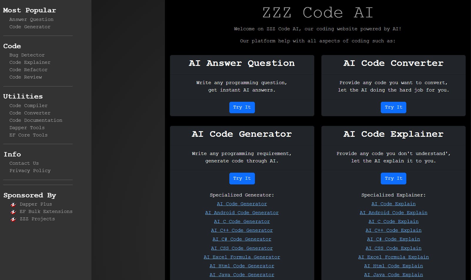 ZZZ Code AI werkt op basis van ChatGPT, maar is specifiek op programmeren gericht.