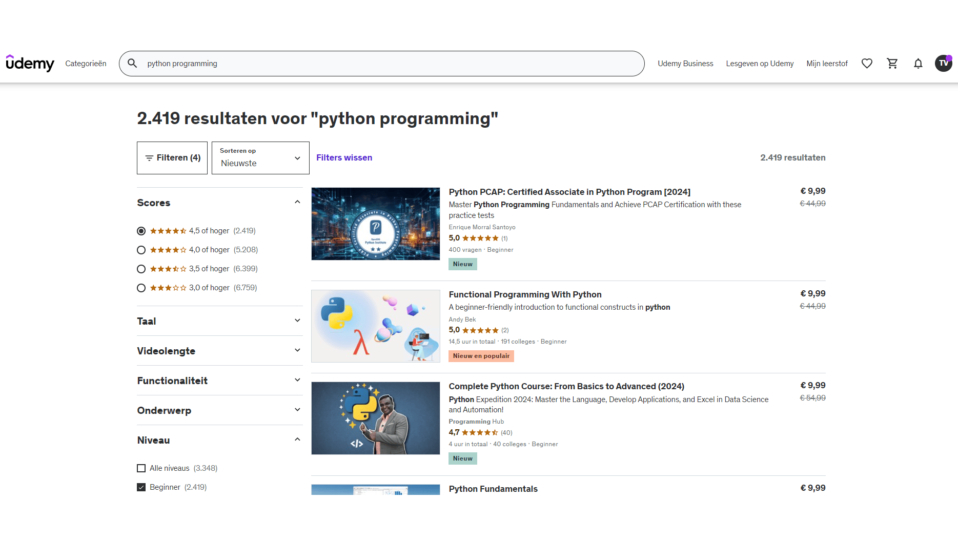 Udemy: uiteenlopende cursussen aan betaalbare prijzen (ook in het Nederlands).