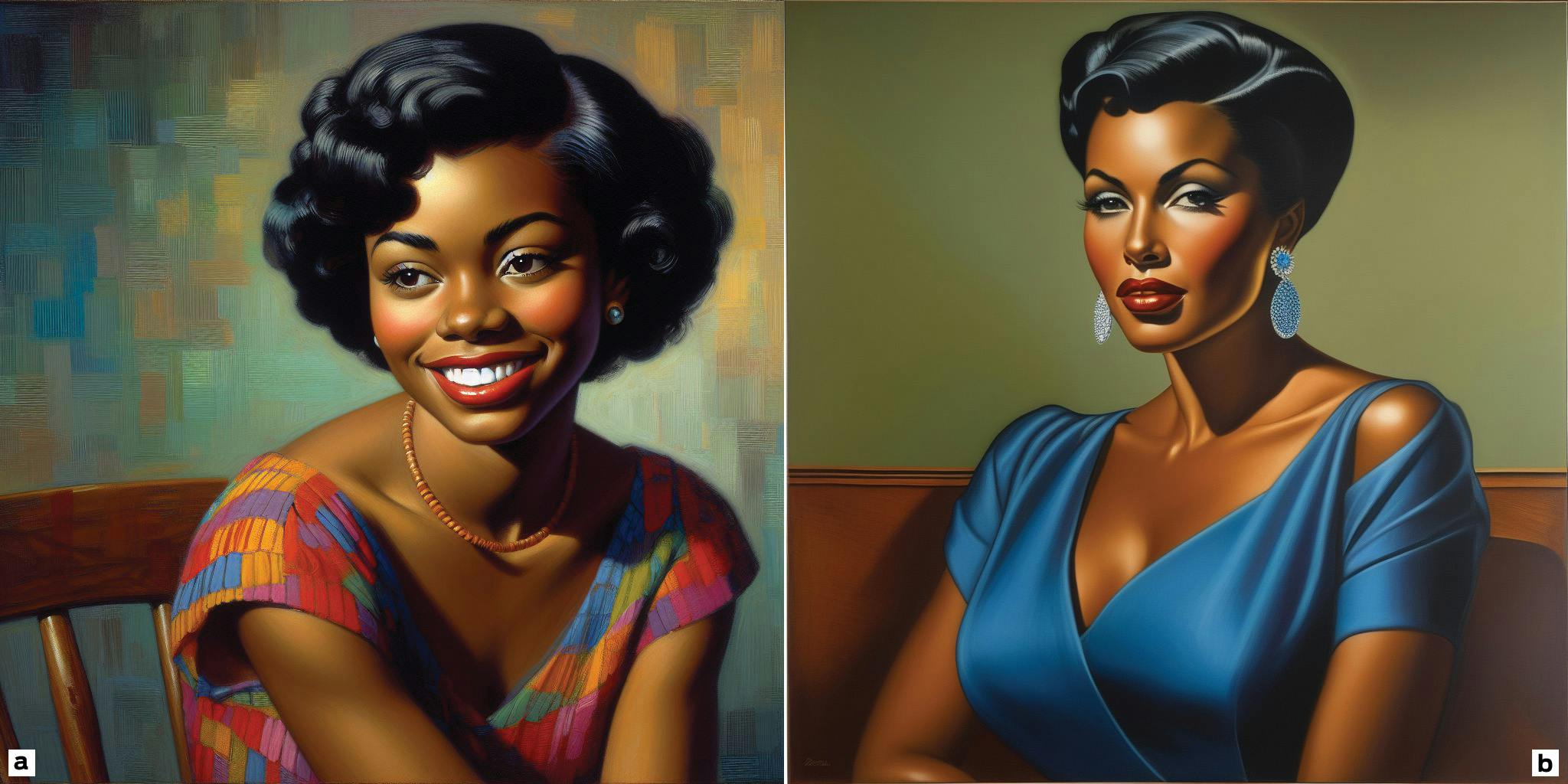 Dall-E (links) en SDXL proberen de stijl van de Amerikaanse schilder Ernie Barnes na te bootsen.