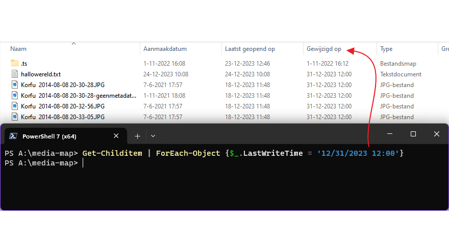 Met een PowerShell-commando kun je diverse tijdstempels in één keer aanpassen.