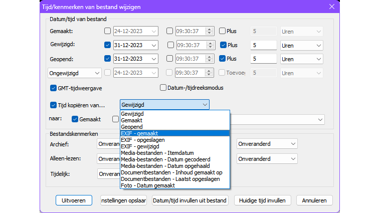 Tijdstempels en attributen kun je met BulkFileChanger in één keer aanpassen.