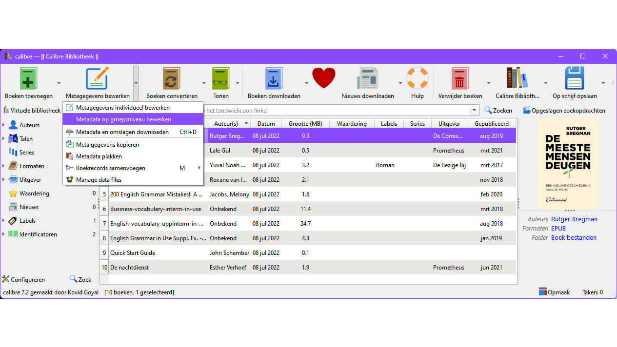 Calibre is een uitstekende en veelzijdige e-bookbeheerder.