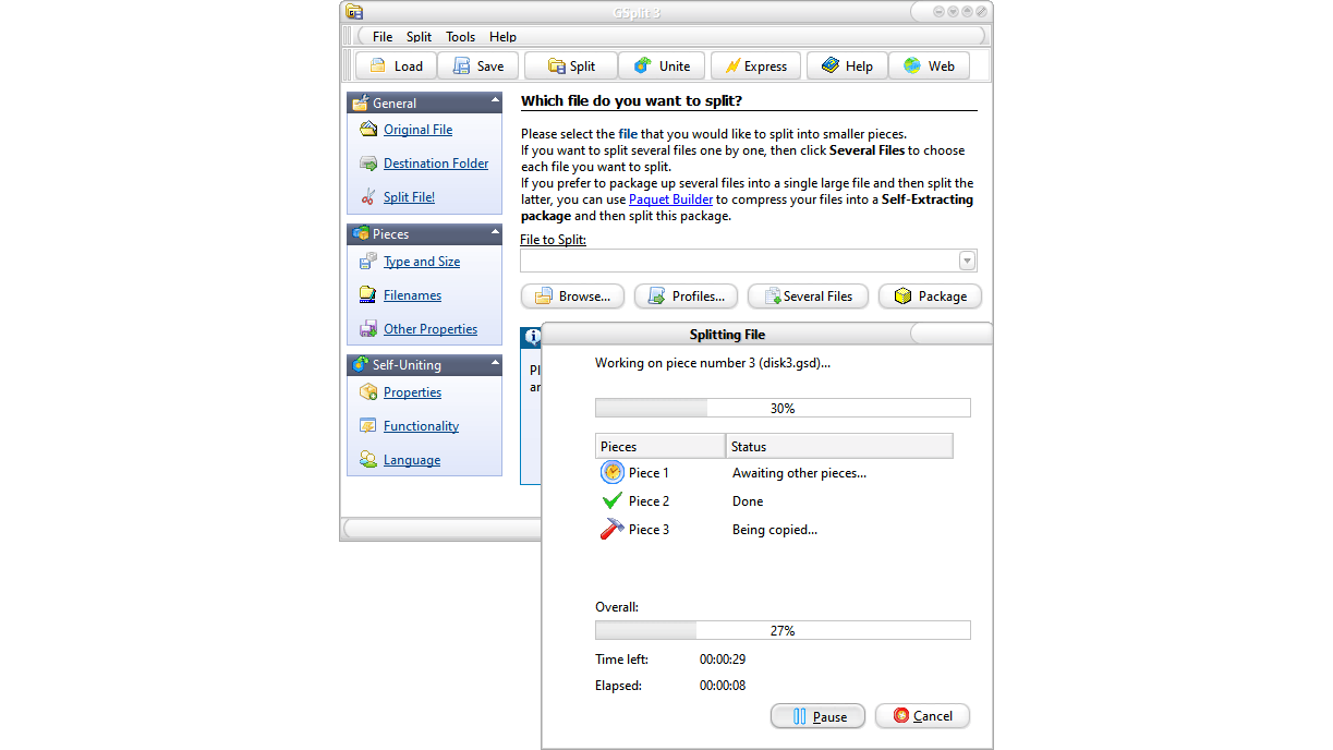 Splits grote bestanden op in handzame delen.