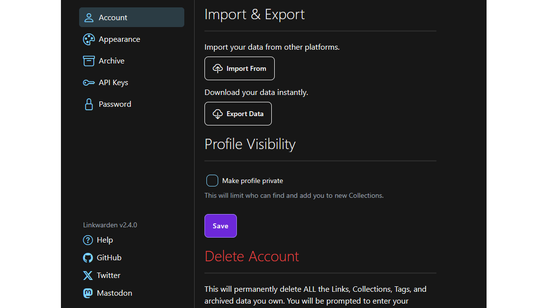 Via je profiel kun je favorieten importeren en exporteren.
