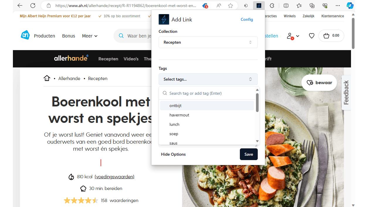 Via de extensie kun je eenvoudig links toevoegen met alle gewenste details.