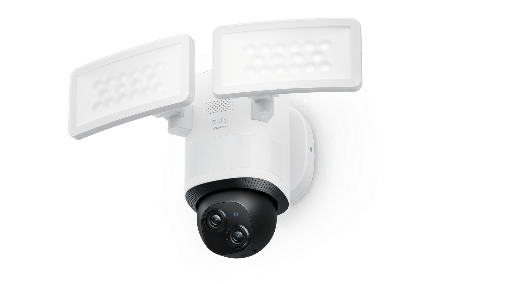 Witte bewakingscamera met twee ledlampen