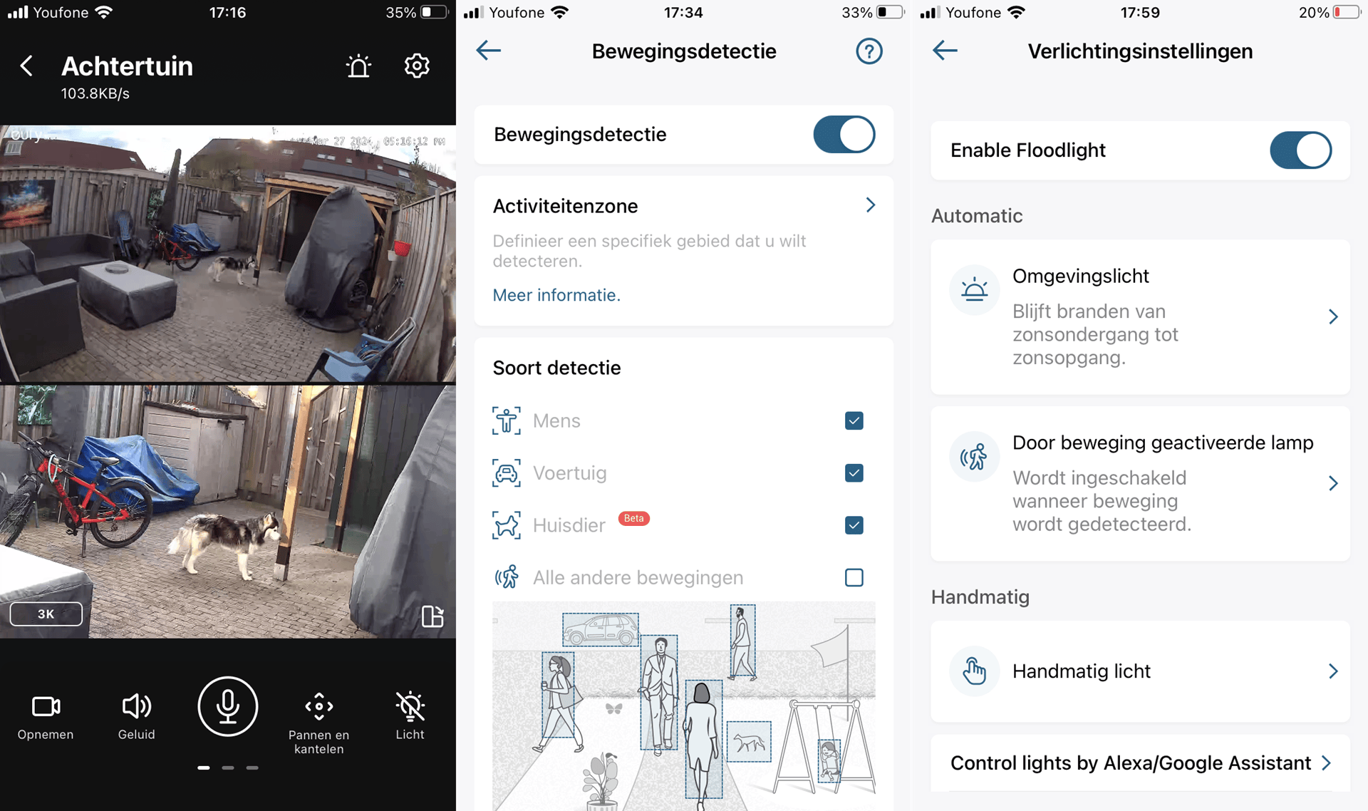 Livestream met 2 camera's en instellingen in Eufy Security-app