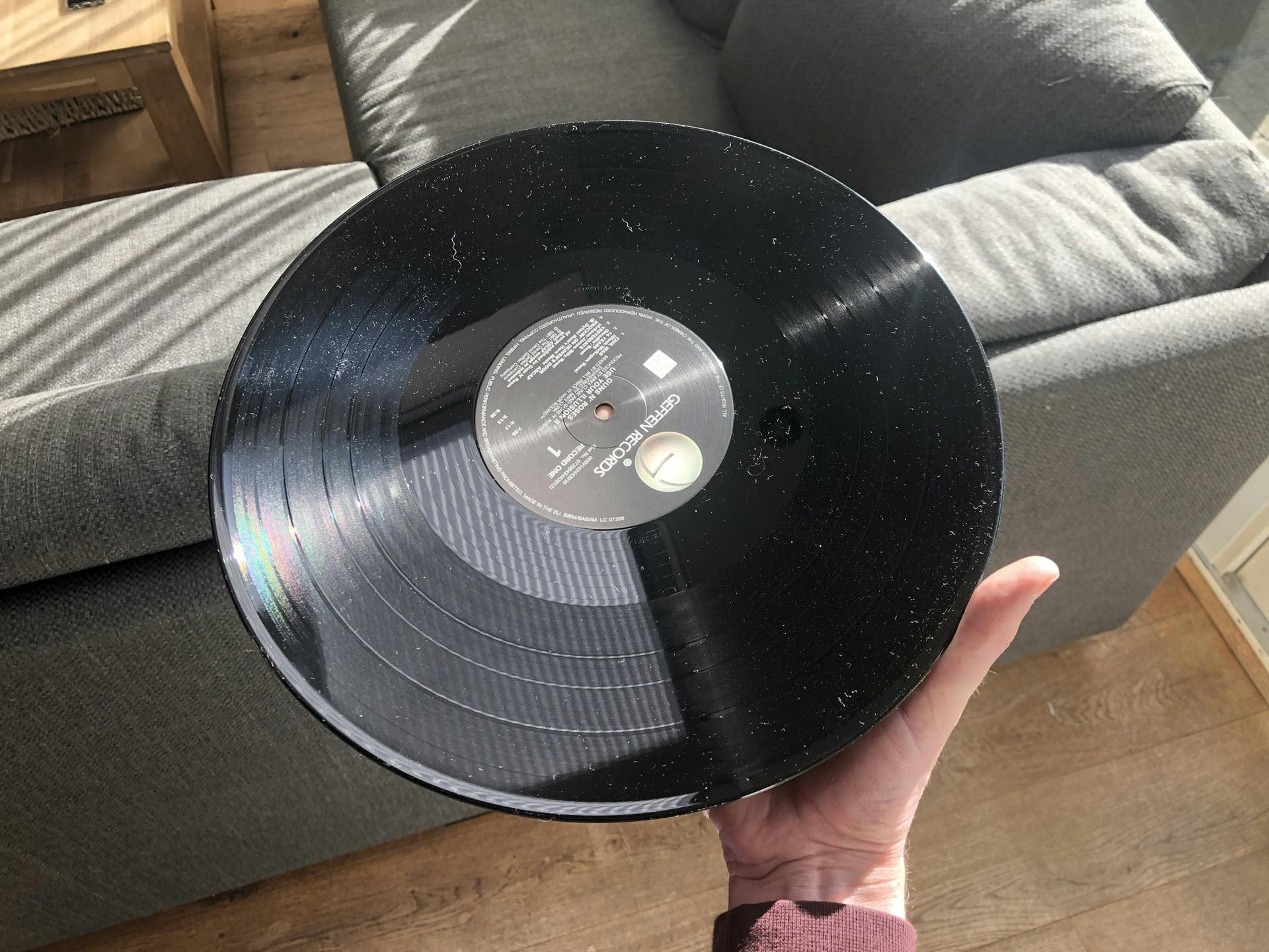 Stof en haren op vinyl