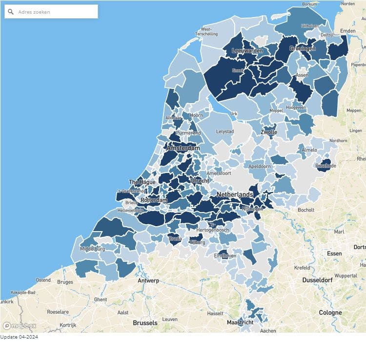 Landkaart funderingsschade