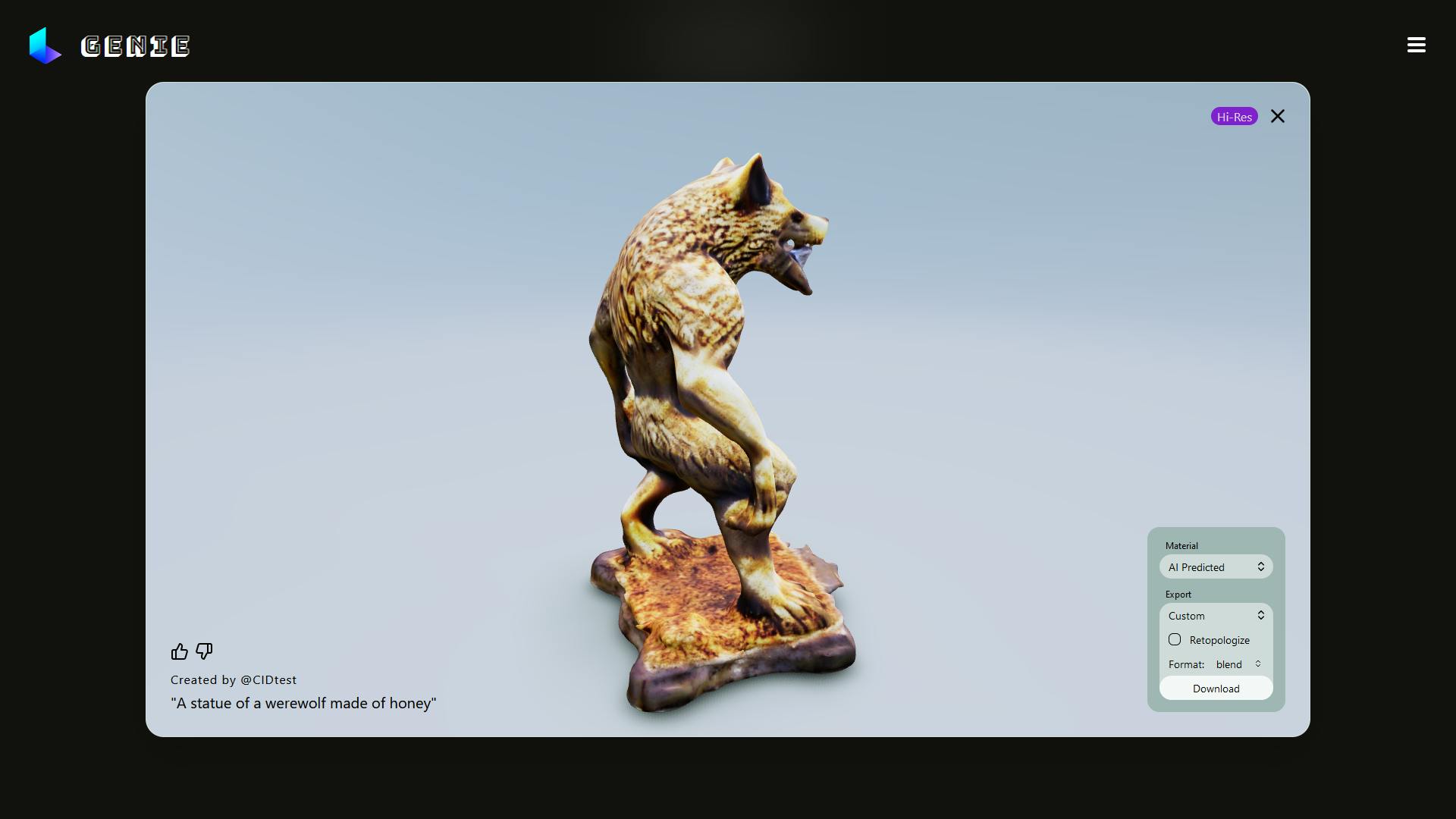 In het onderdeel Genie van Luma maak je 3D-objecten op basis van tekst.