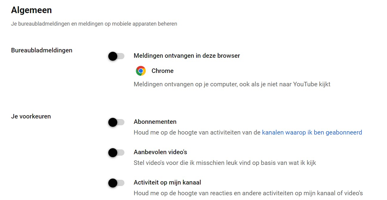 Bepaal zelf wanneer en waarvoor je van YouTube een melding ontvangt.