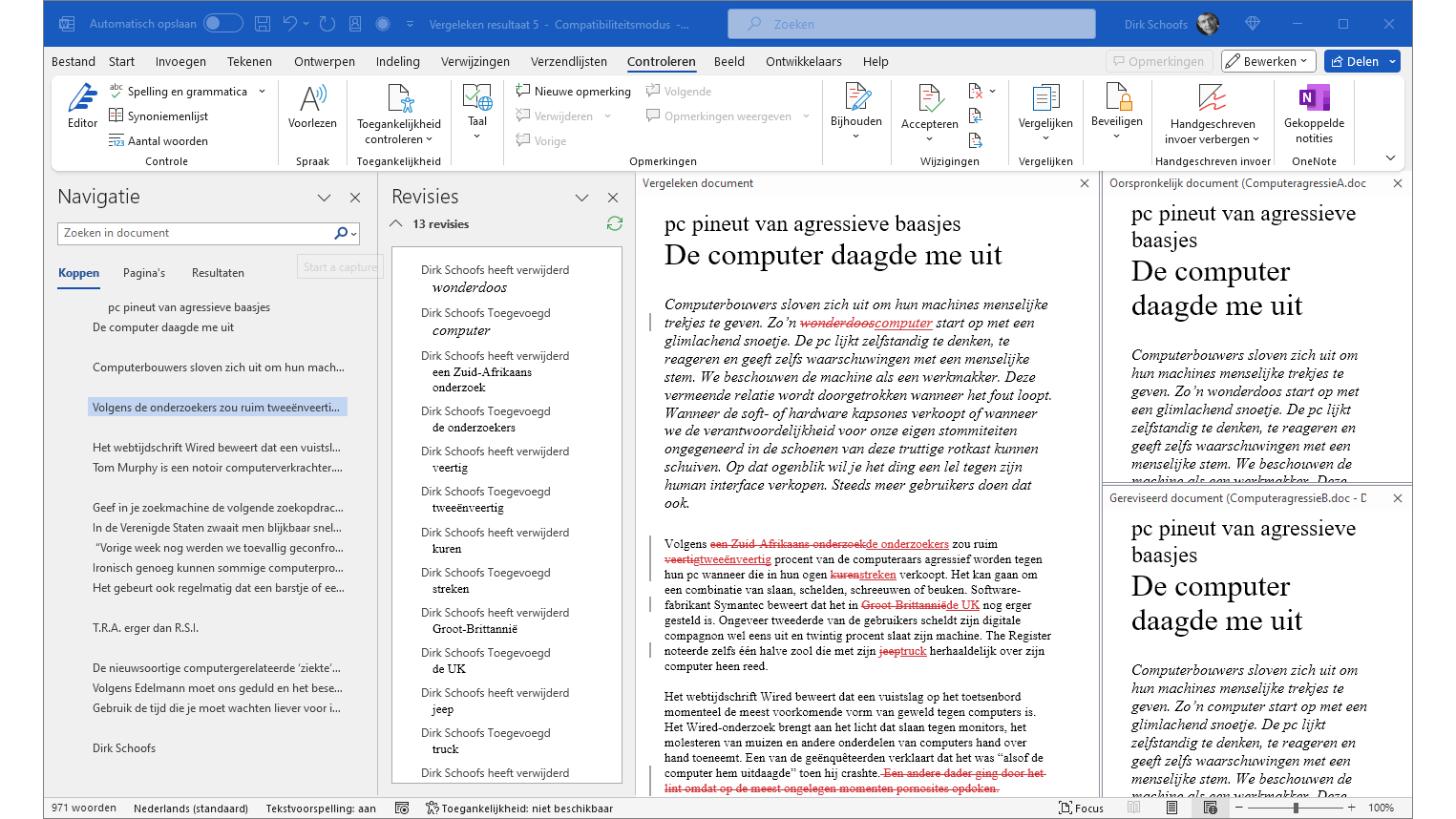 Het vergelijkscherm ziet er in het begin overdonderend uit.