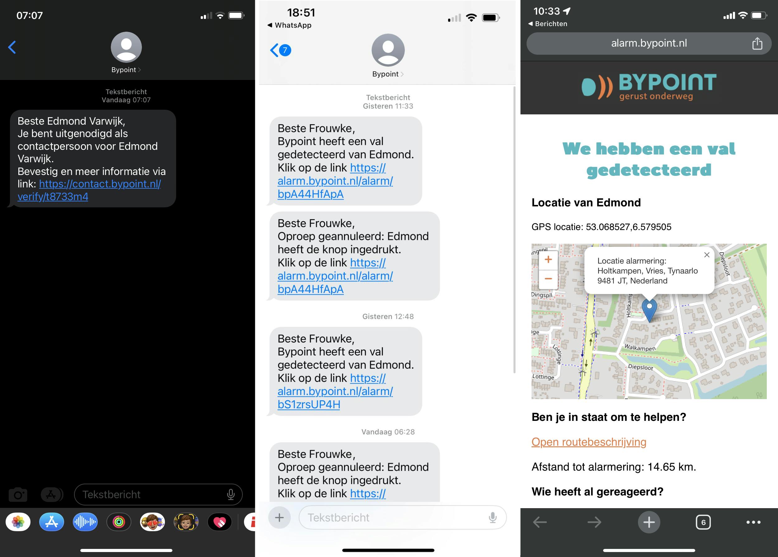 Sms-berichten en valdetectie van Bypoint