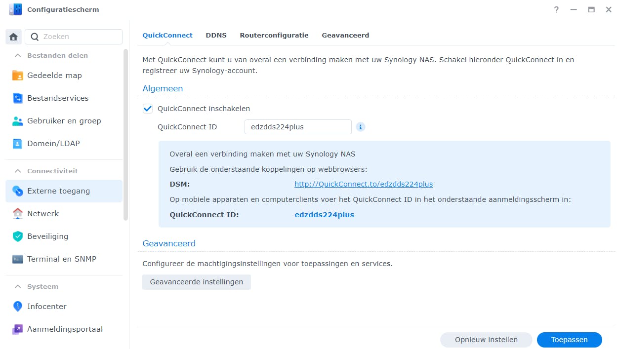 Synology biedt een veilige methode om via internet toegang te krijgen.