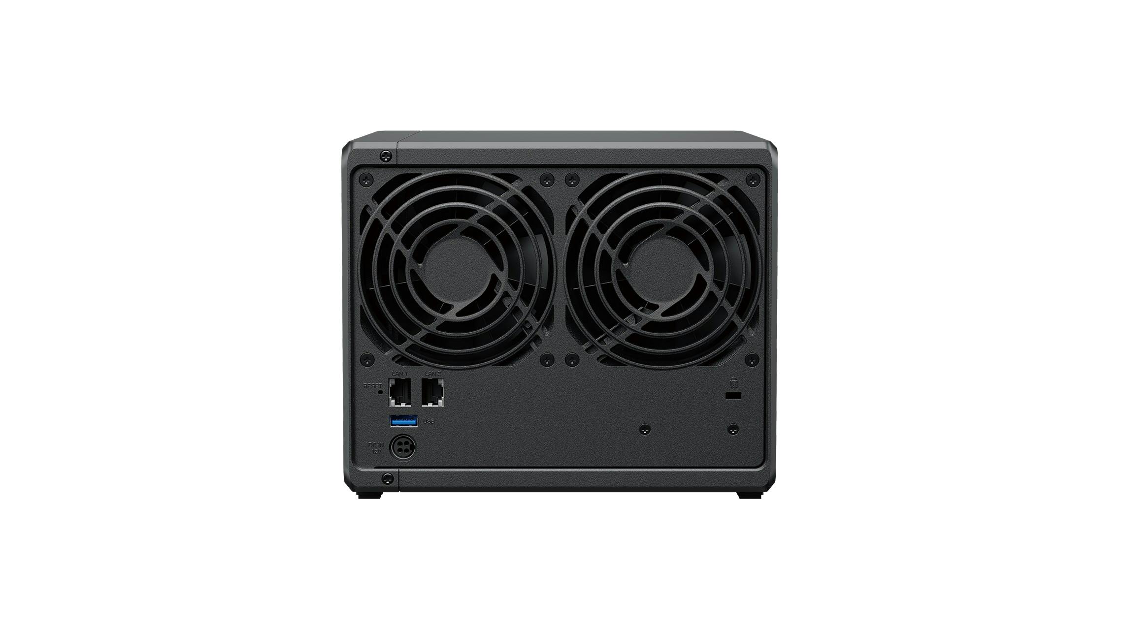 De DS423+ heeft aan de achterkant twee LAN-poorten en één usb-aansluiting.