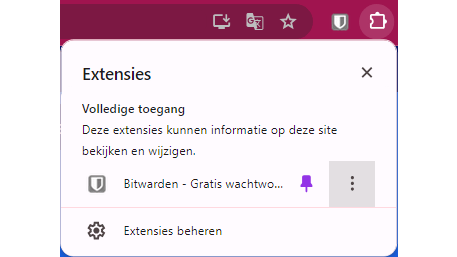 De Bitwarden plug-in is erg handig voor wachtwoordbeheer vanuit je browser.
