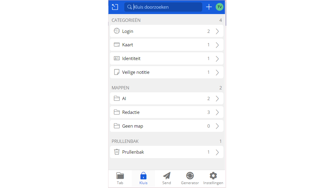 Meer overzicht met mappen.