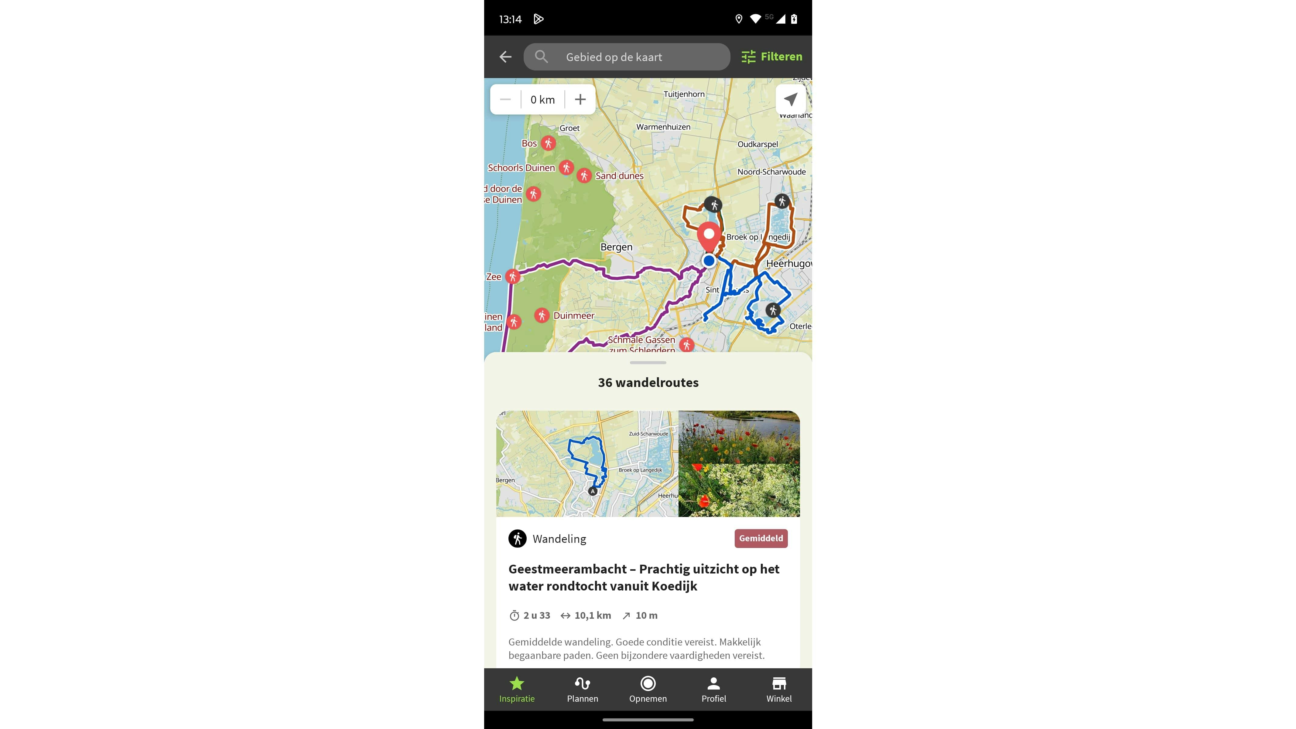 Je ziet direct welke mooie routes je allemaal in de omgeving kunt volgen.