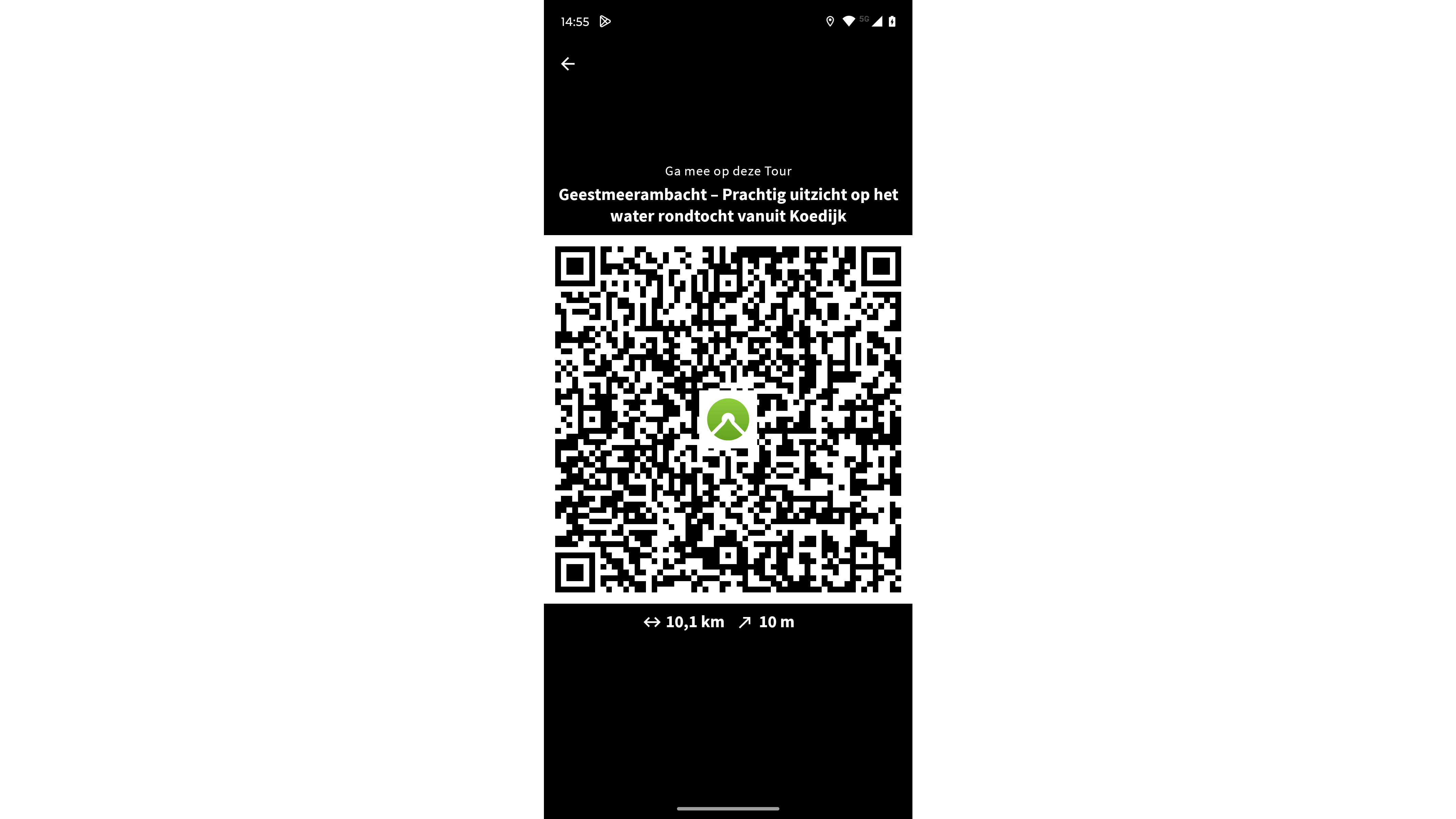 Via een QR-code openen medewandelaars dezelfde route eenvoudig op hun mobiele toestel.
