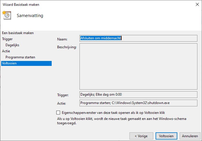 Controleer nog even alle instellingen.