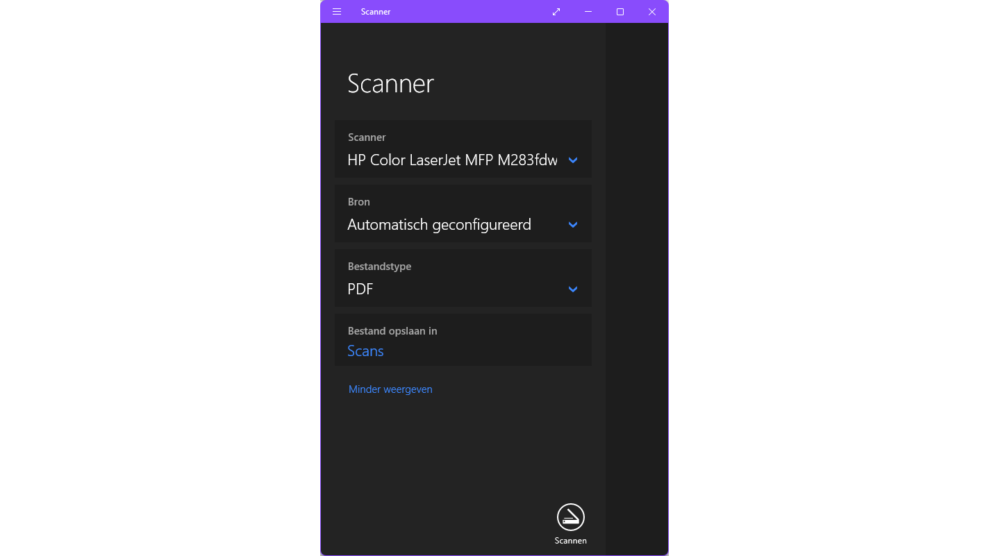 Windows Scanner: minimalistischer wordt het niet.