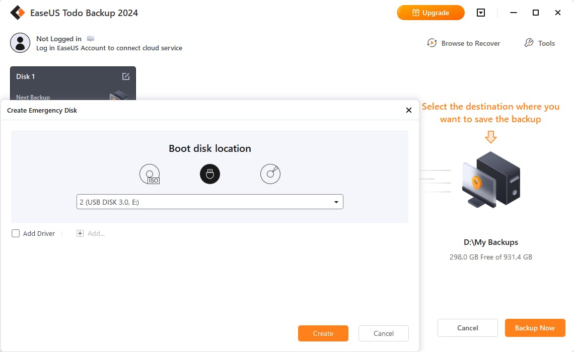 Maak eerst een complete schijfback-up en een usb-herstelmedium.