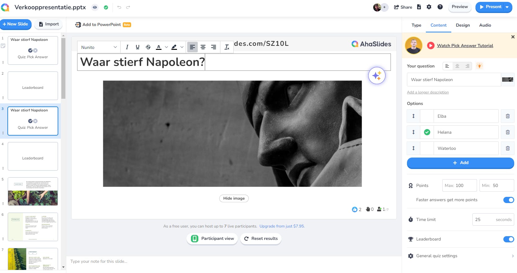 We voegen Aha Slides aan een PowerPoint-presentatie toe.