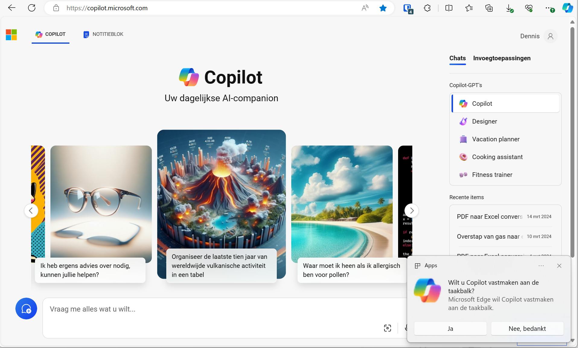 Maak Copilot toegankelijk via de taakbalk.