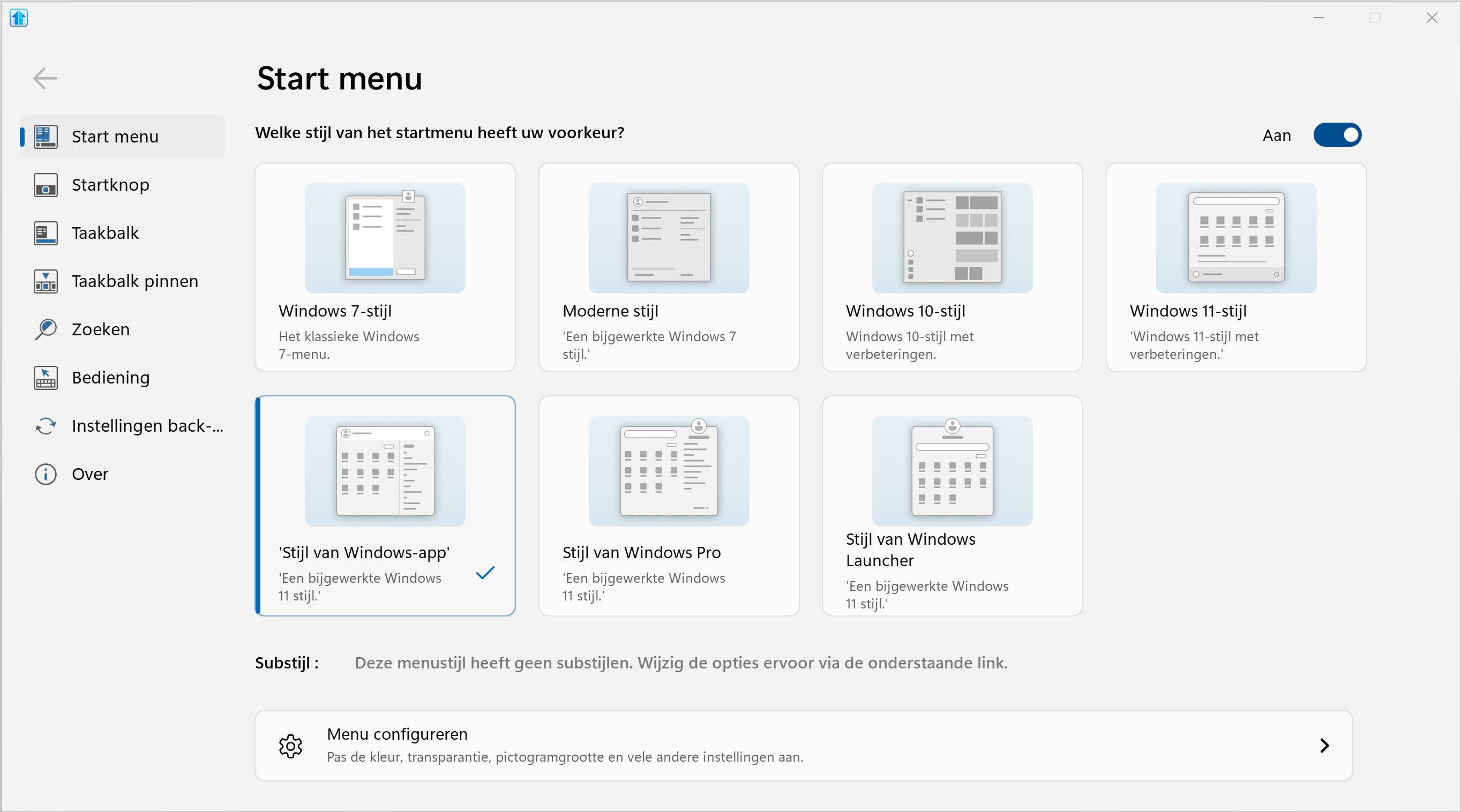 Laat het startmenu en de taakbalk er eens een keer wat anders uitzien.