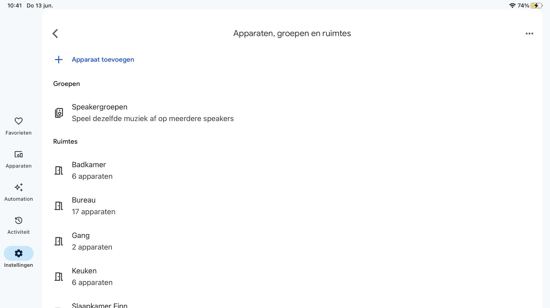 Screenshot van Google Home