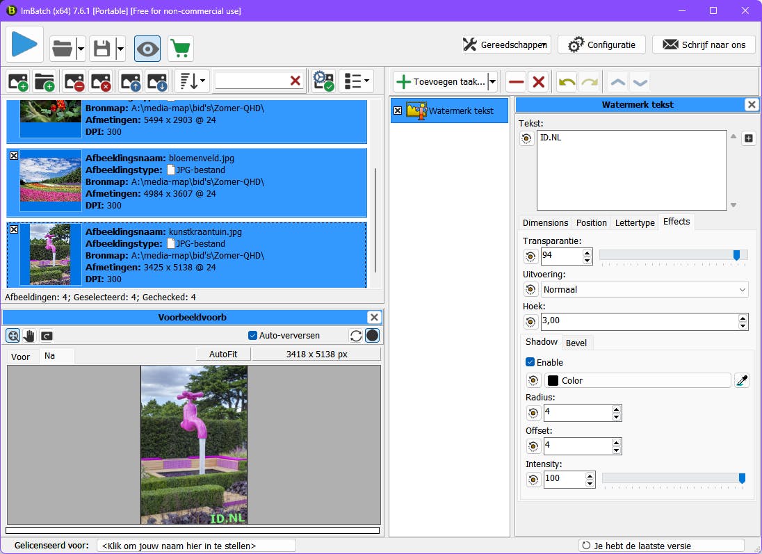 Het in batch toevoegen van een watermerk is maar een van de vele mogelijkheden in ImBatch.