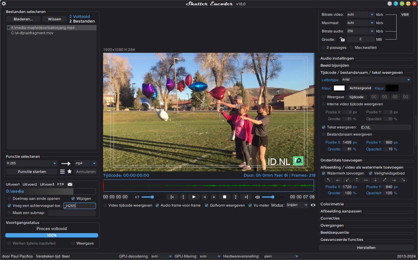 Shutter Encoder is in wezen een (video)converter, maar kan ook met watermerken overweg.