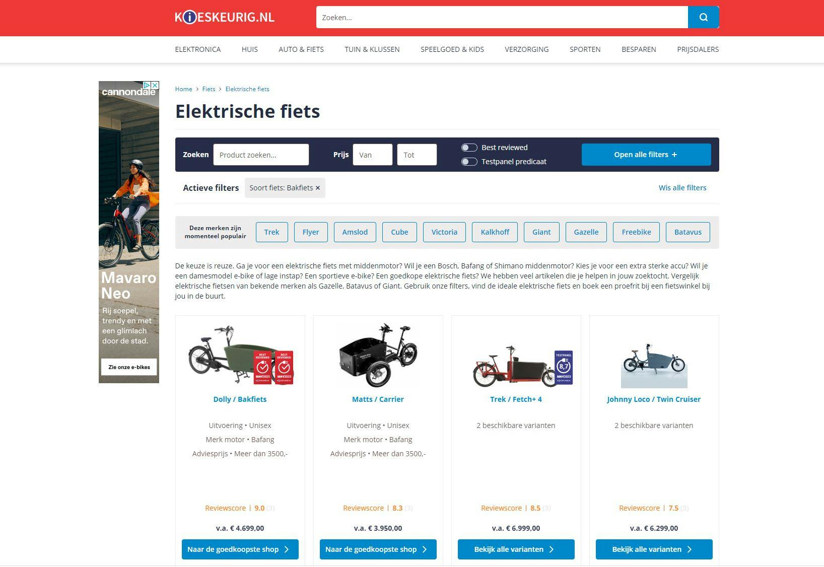 Kieskeurig elektrische fietsen