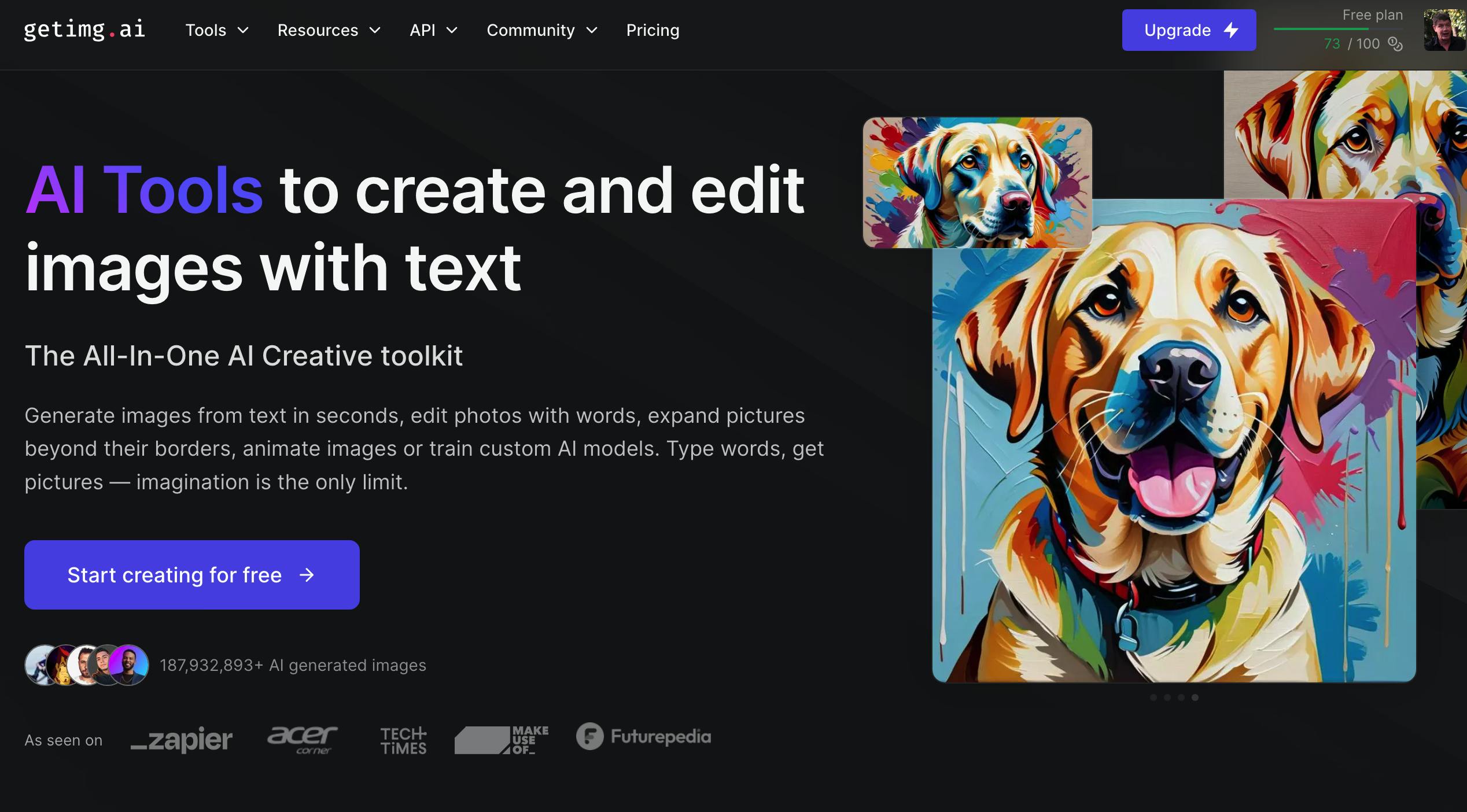 Rechtsboven staat dat we nog 27 credits over hebben om gratis verder te kunnen.