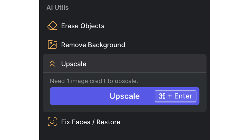 Het opschalen kost één credit.