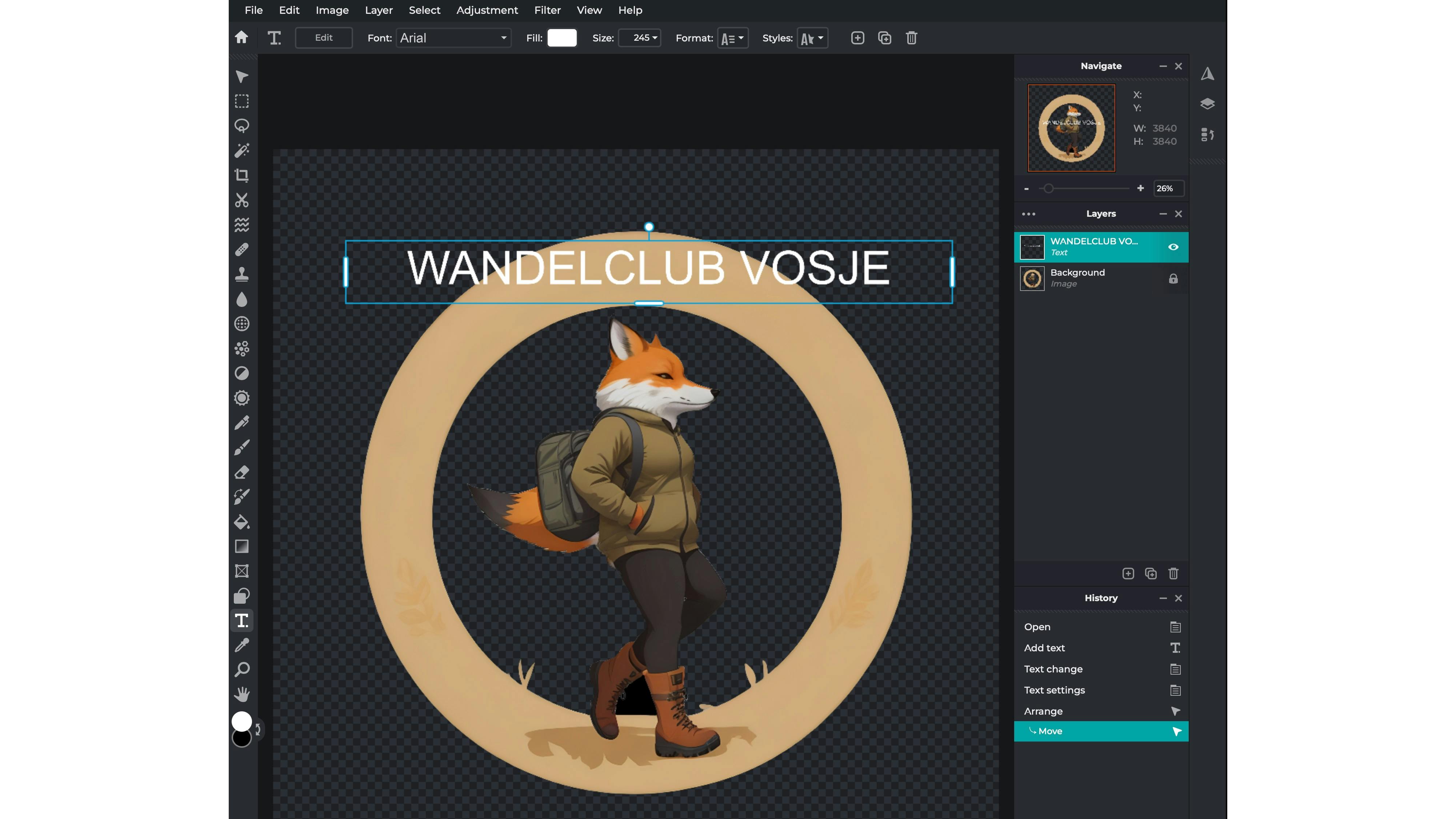 Tekst komt altijd op een nieuwe laag.