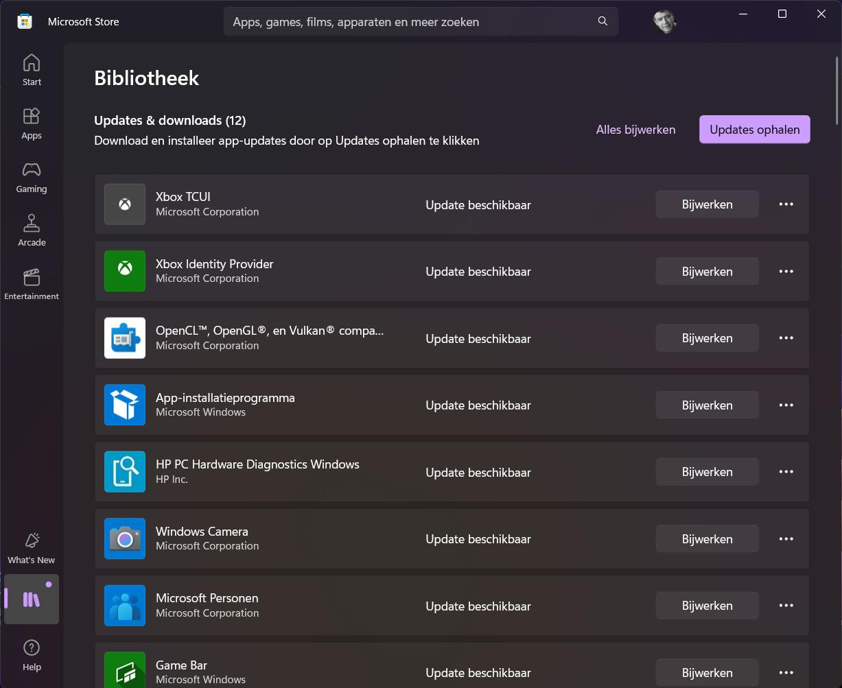 Je kunt alles bijwerken of alleen specifieke apps opfrissen.