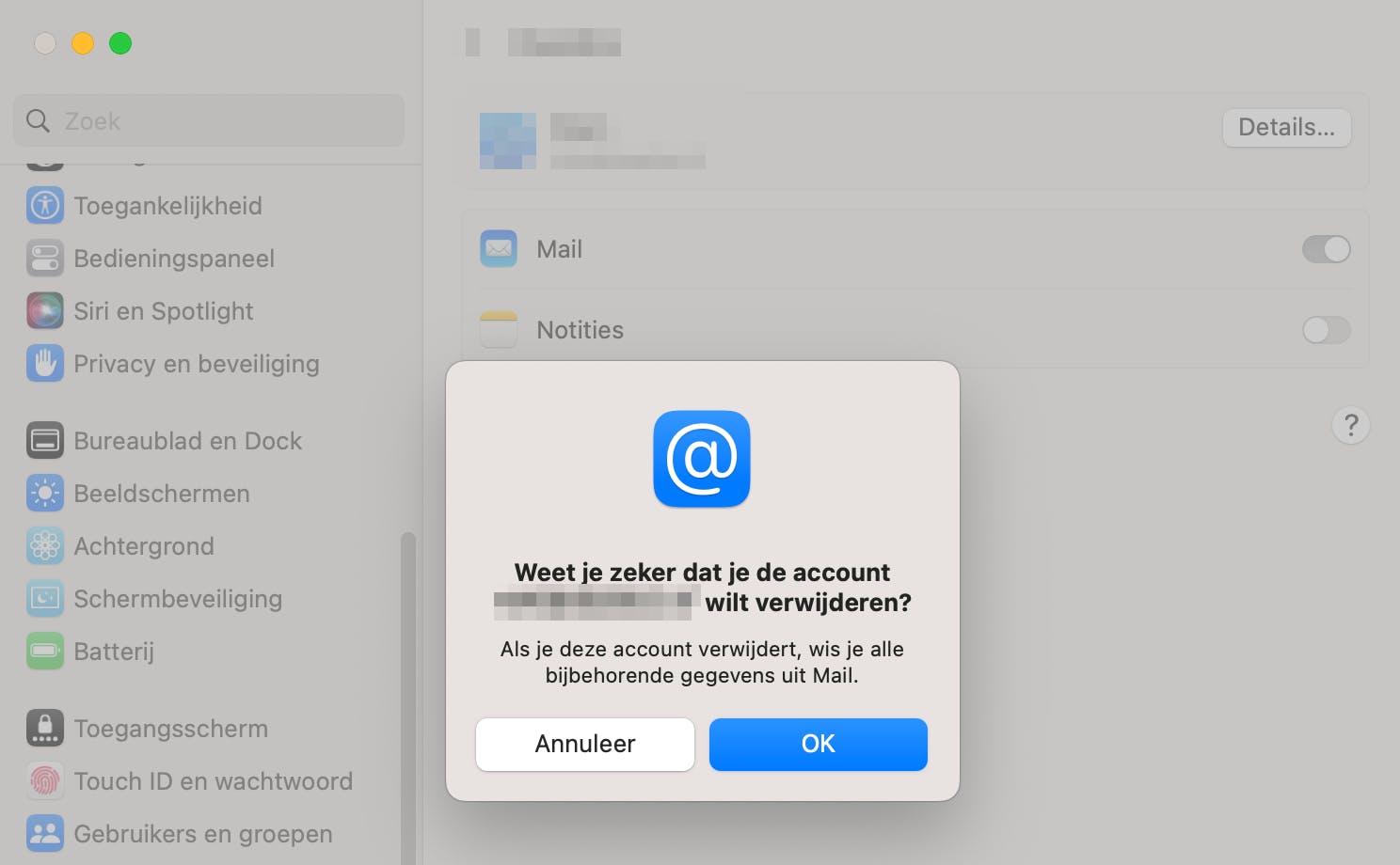 Een ongebruikt account verwijderen is ook heel eenvoudig.