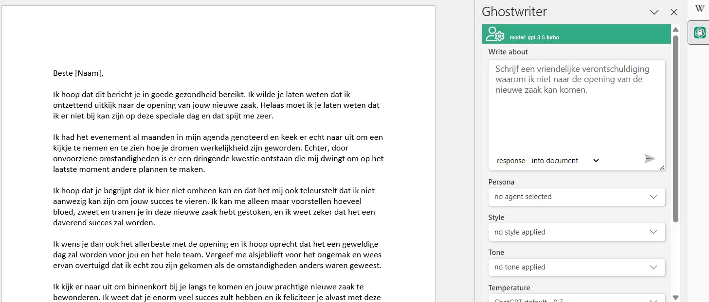 Je kunt onder meer de lengte en de toon van je tekst aangeven.