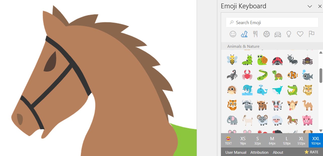 Bepaal hoe groot de emoji moet zijn.