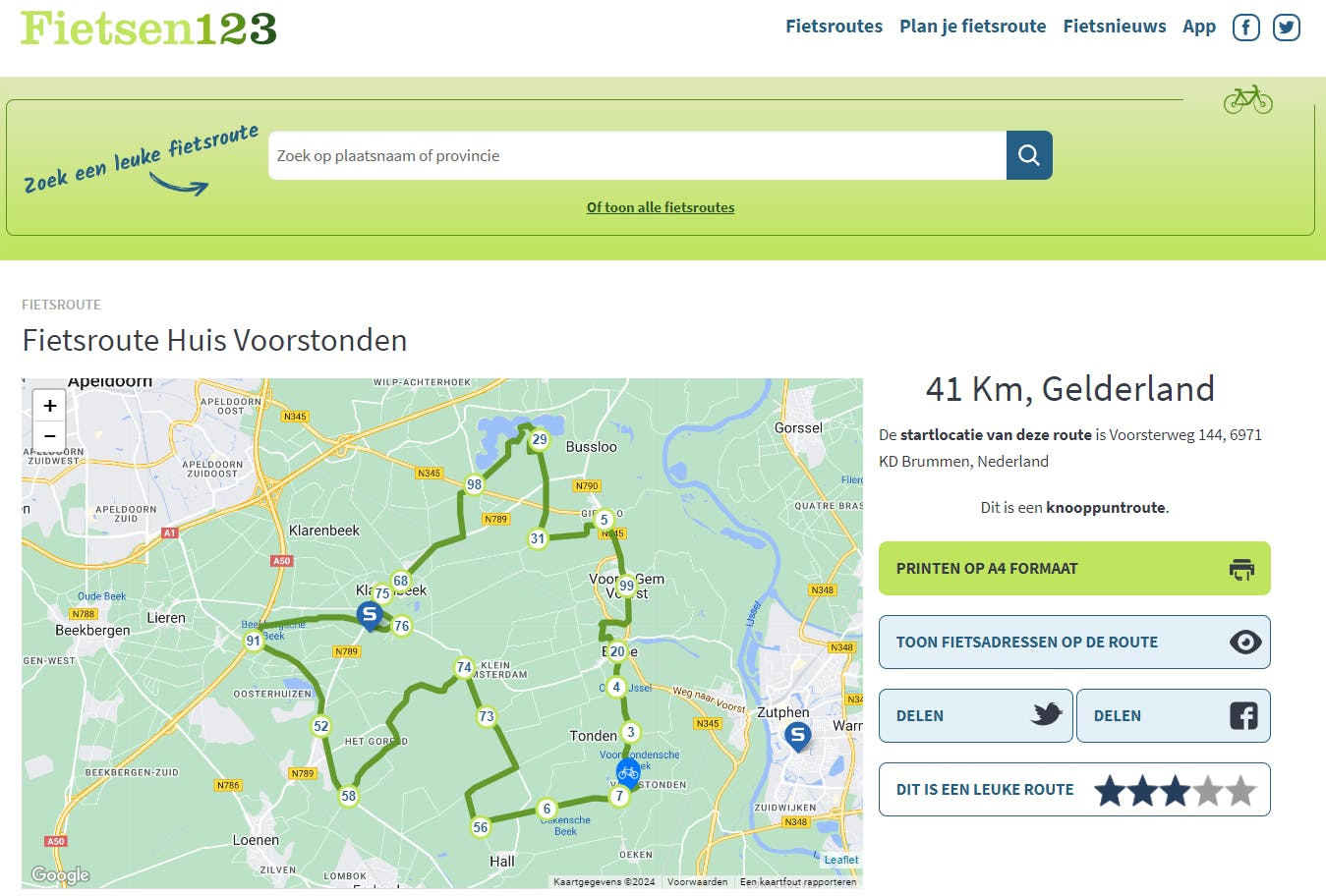 Op Fietsen123 vind je 1700 kant-en-klare fietsknooppuntenroutes door heel Nederland.