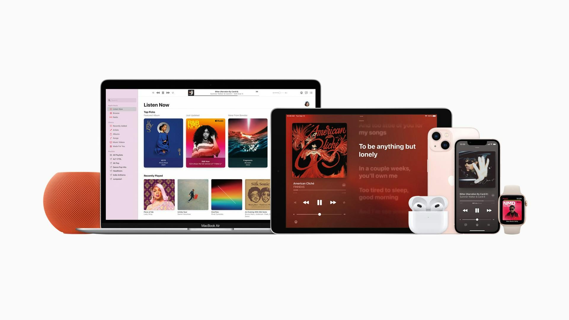 Meerdere Apple-producten met Apple Music