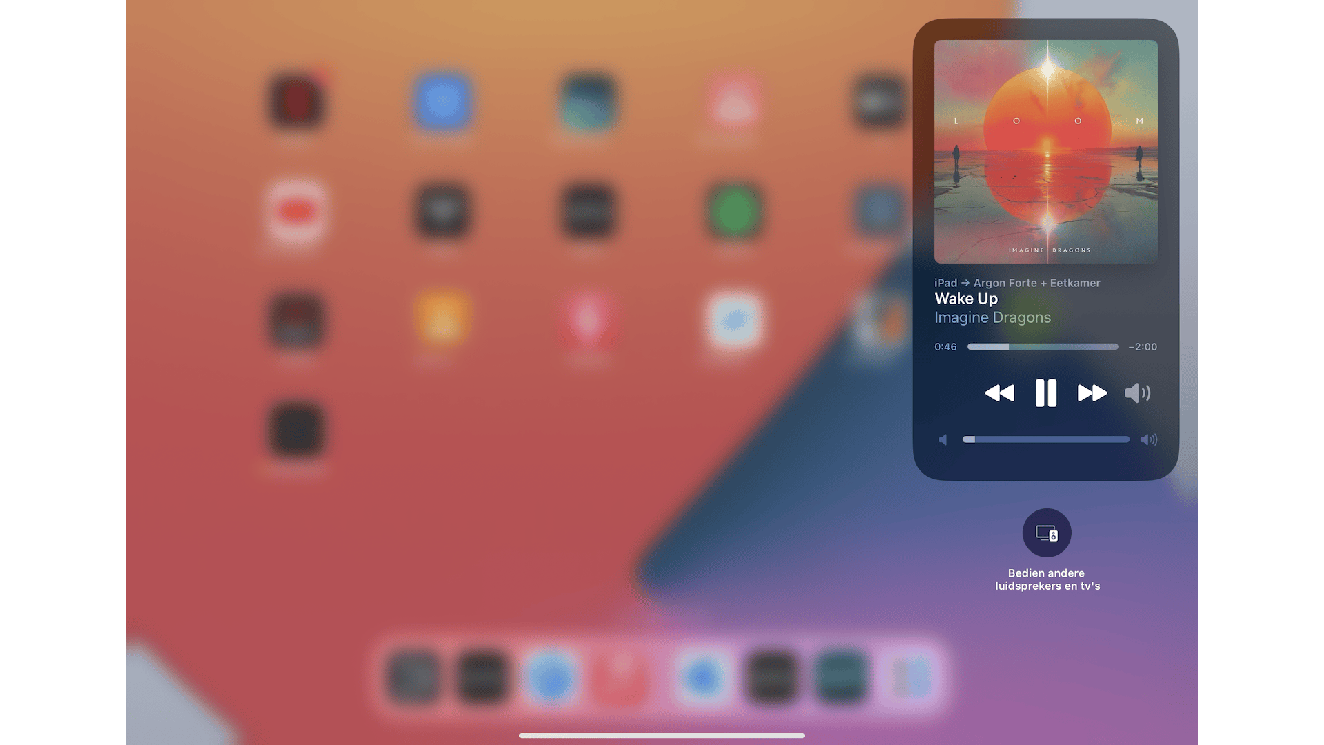 Screenshot van AirPlay op een iPad.