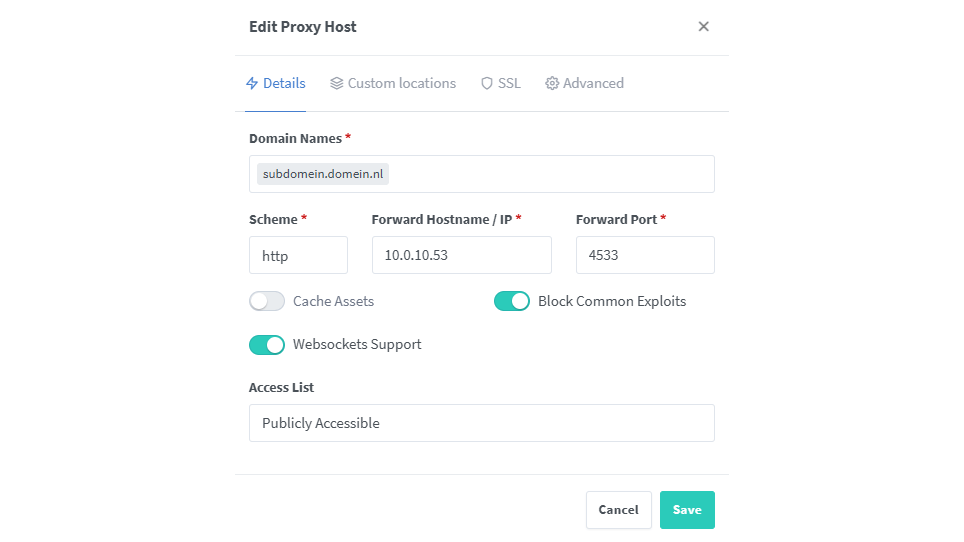 Voor toegang op afstand kun je onder andere een reverse proxy gebruiken.
