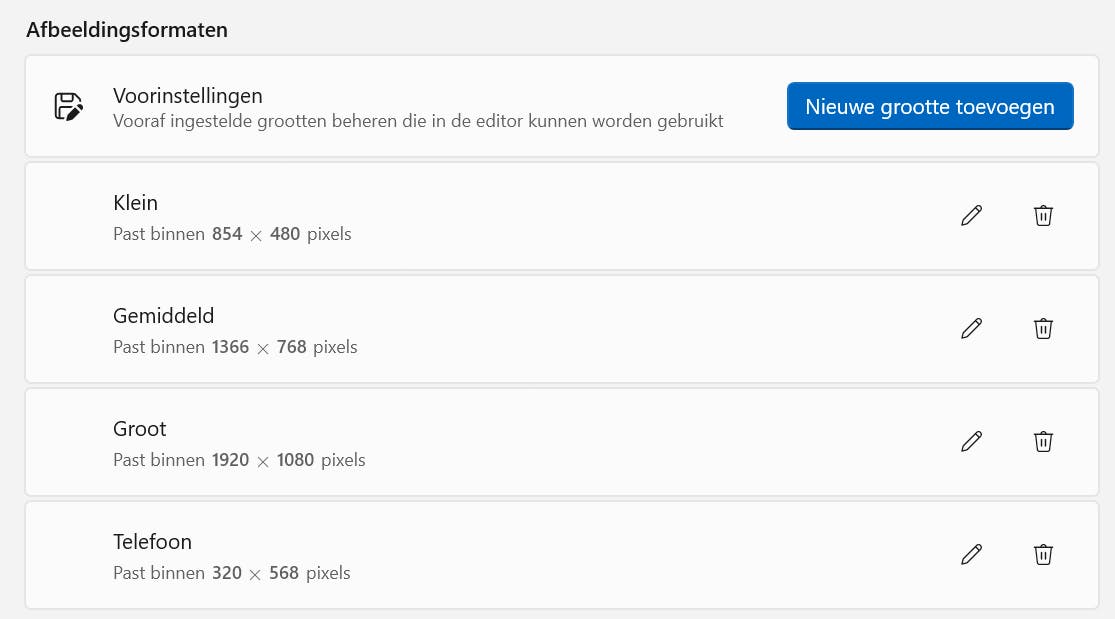 Geef afbeeldingen snel een andere afmeting op basis van een voorselectie.
