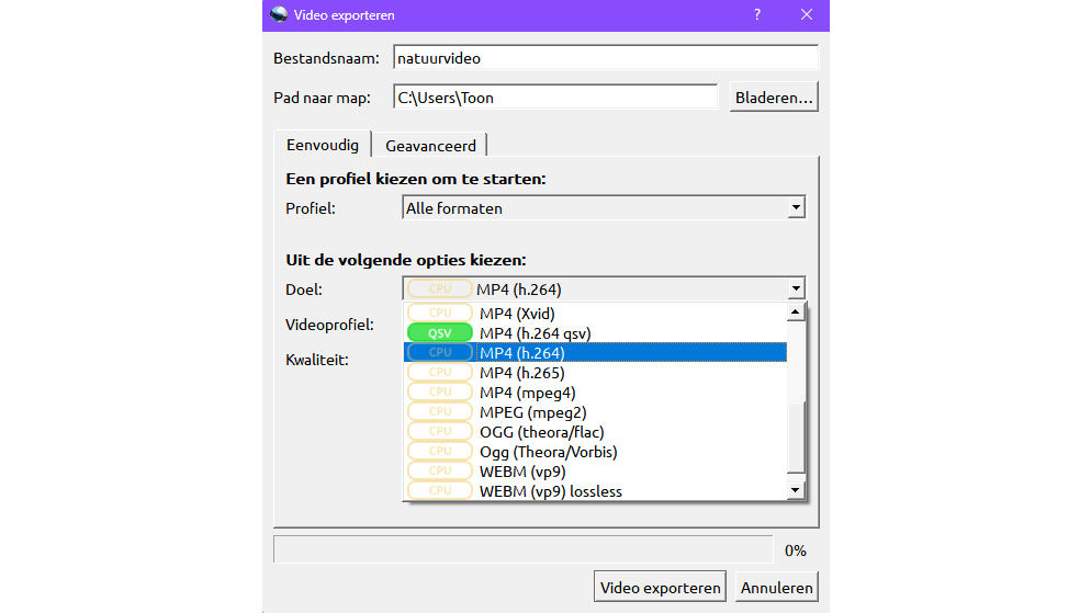 Het gratis OpenShot laat je toe naar uiteenlopende videoformaten te exporteren.