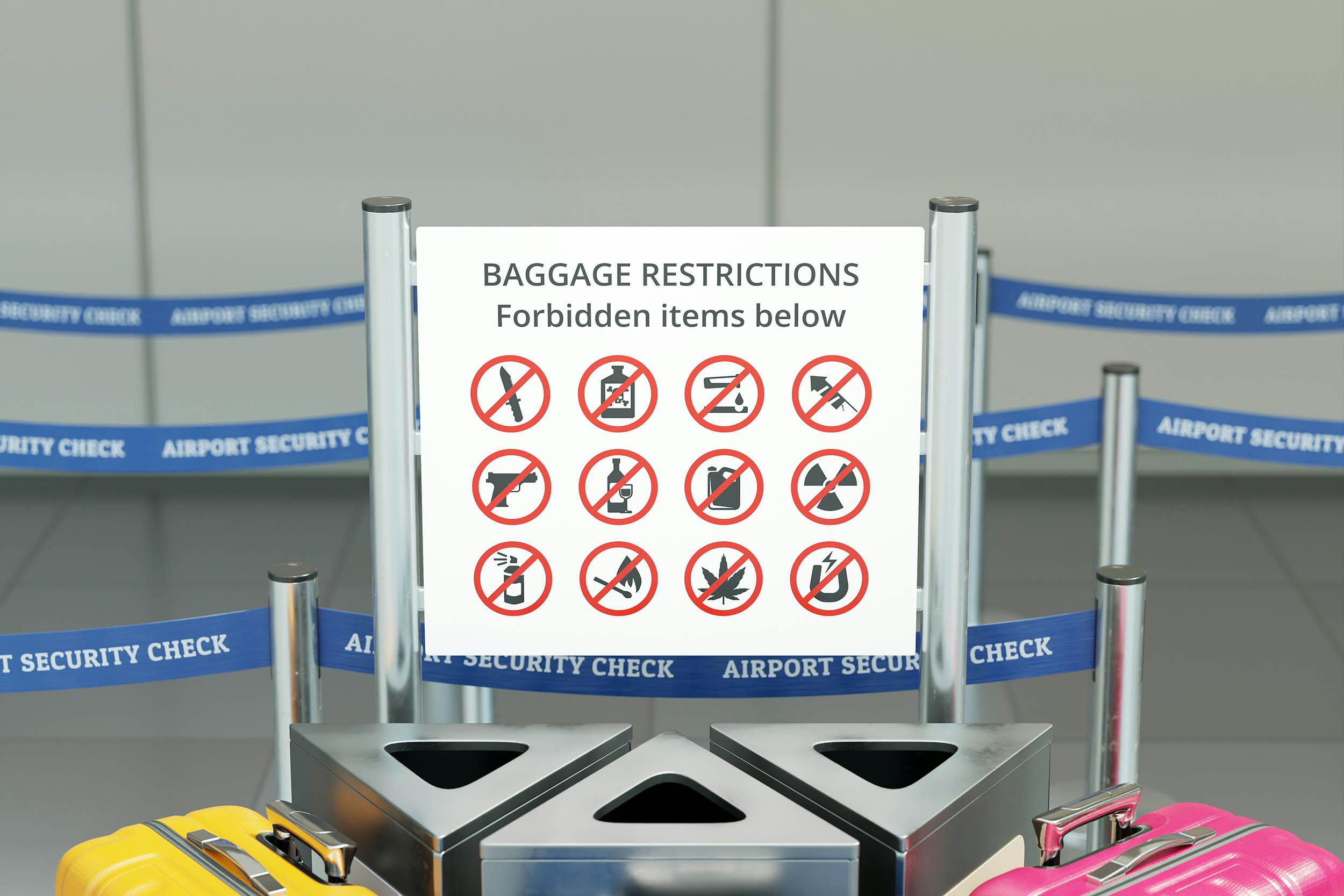 Verboden voorwerpen tijdens het vliegen